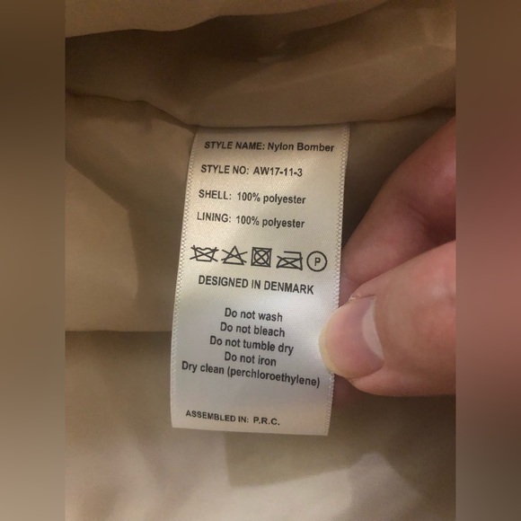 Men's Han Kjobenhavn Beige Nylon Bomber Jacket **Small** - Picture 6 of 13